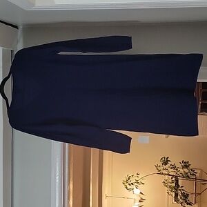Nwt Sofia Cashmere V neck sweater dress 100% cashmere Navy M Classic Knee lenght